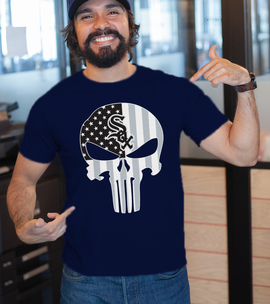 Chicago White Sox American Flag Punisher Skull T-Shirt