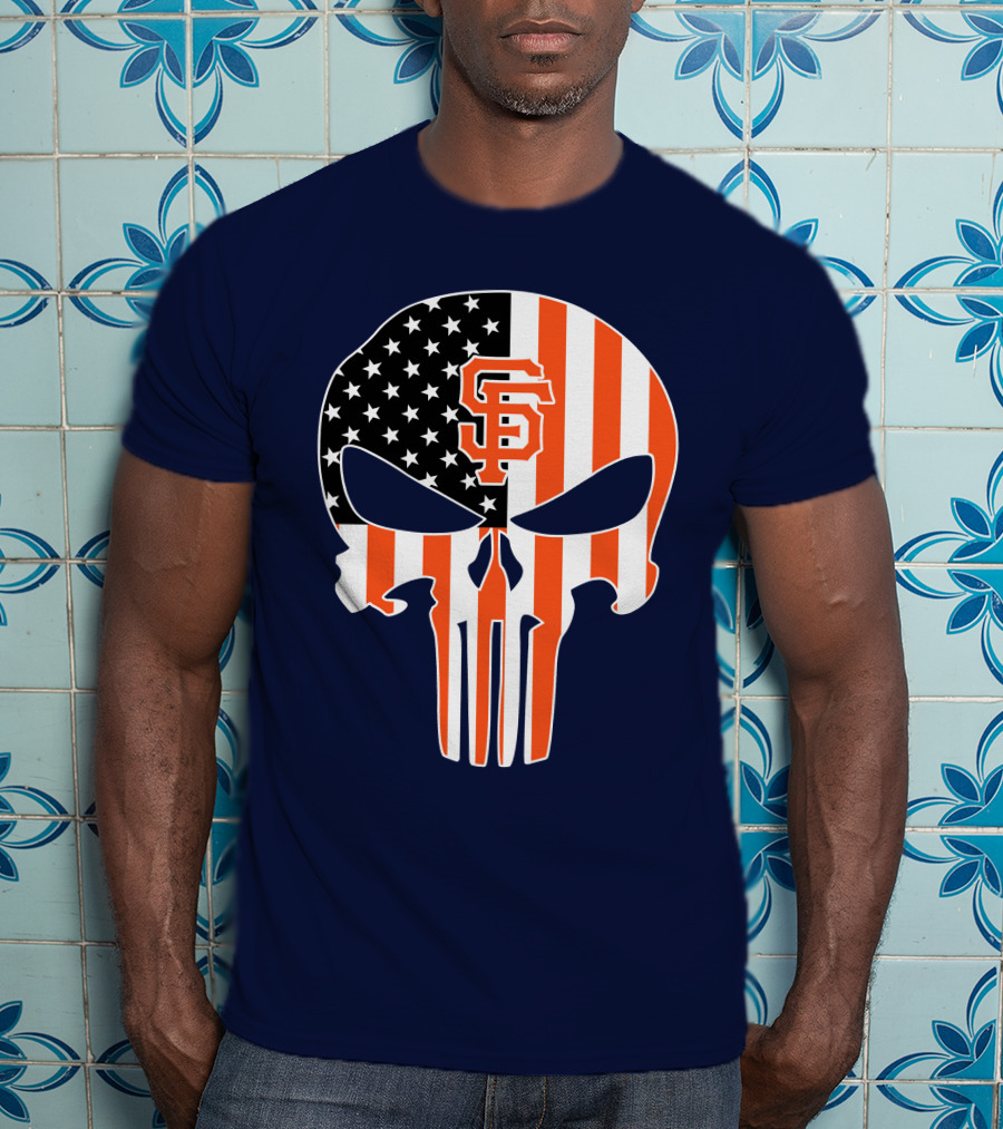 San Francisco Giants Punisher Skull American Flag T-Shirt