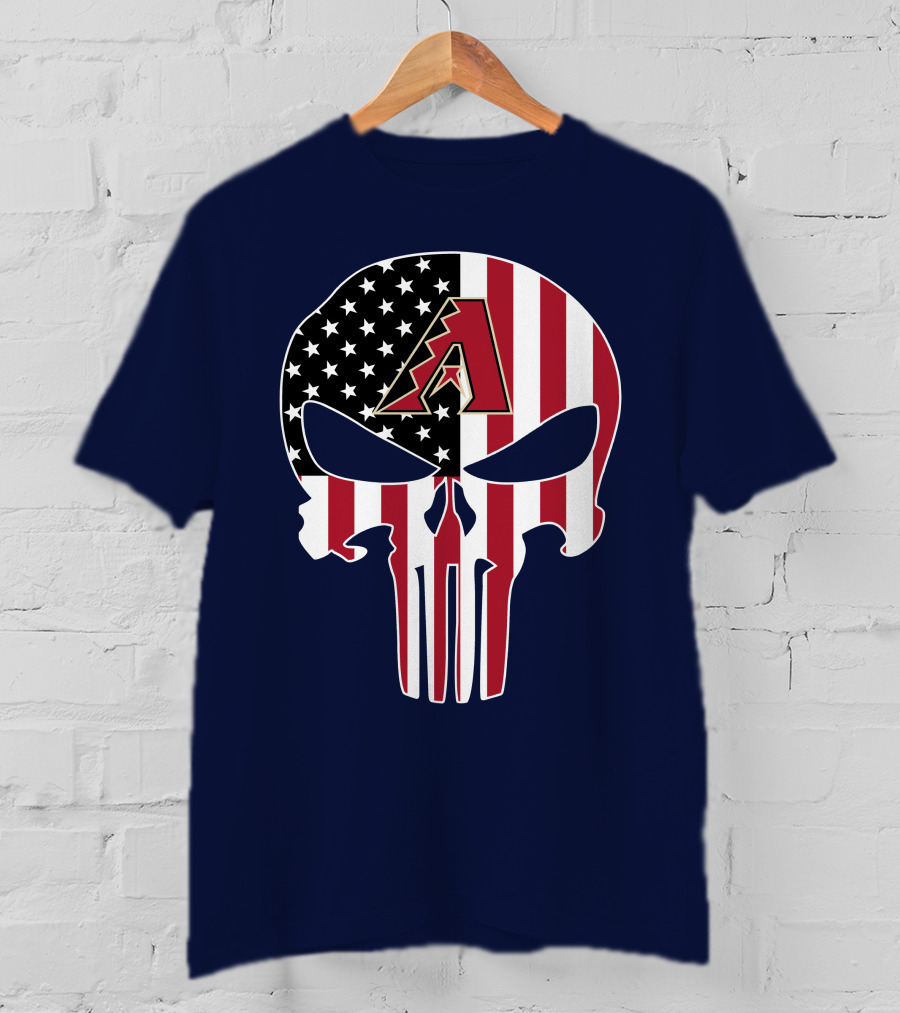 Arizona Diamondbacks Punisher American Flag Skull T-Shirt