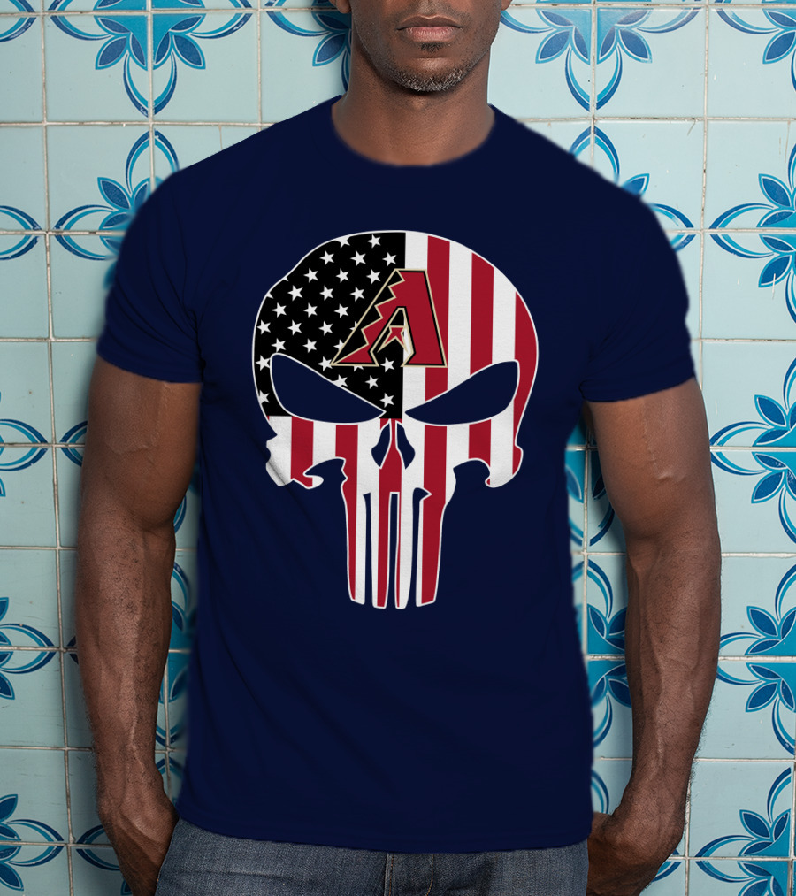 Arizona Diamondbacks Punisher American Flag Skull T-Shirt