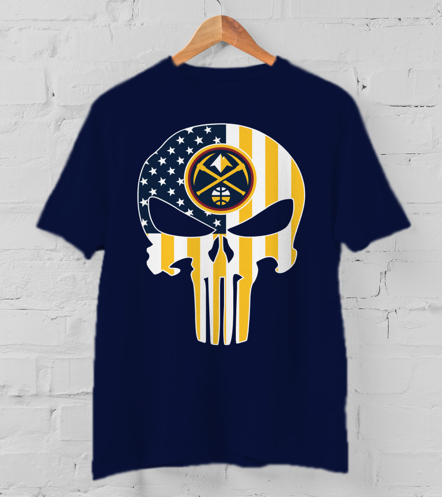 Denver Nuggets Punisher Skull American Flag T-Shirt