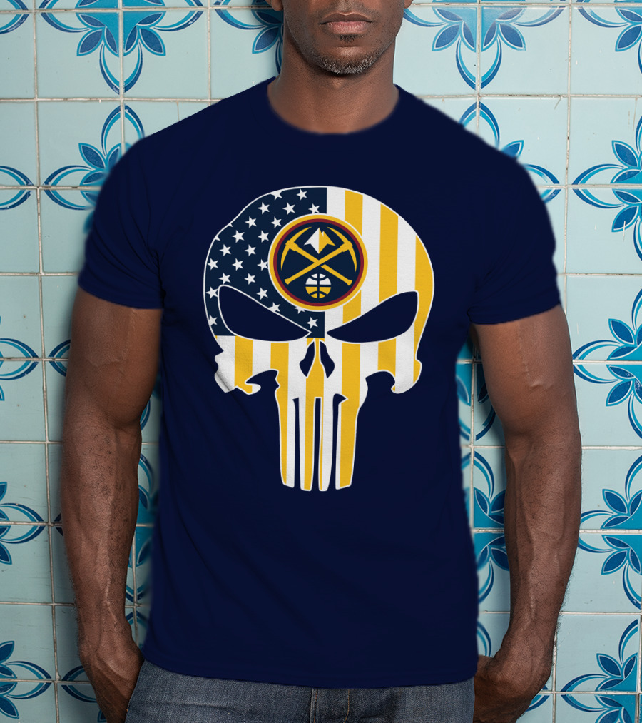 Denver Nuggets Punisher Skull American Flag T-Shirt