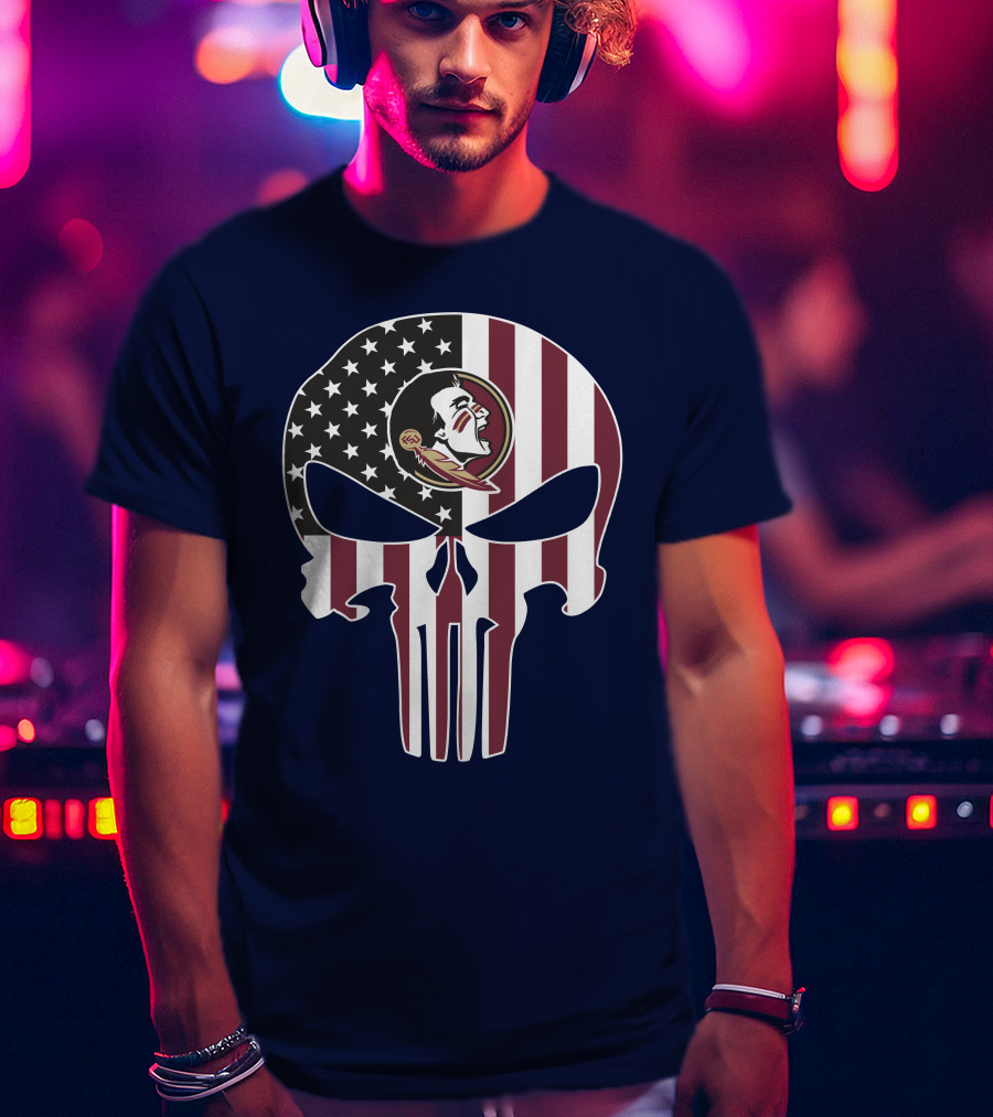Florida State Seminoles American Flag The Punisher T-Shirt