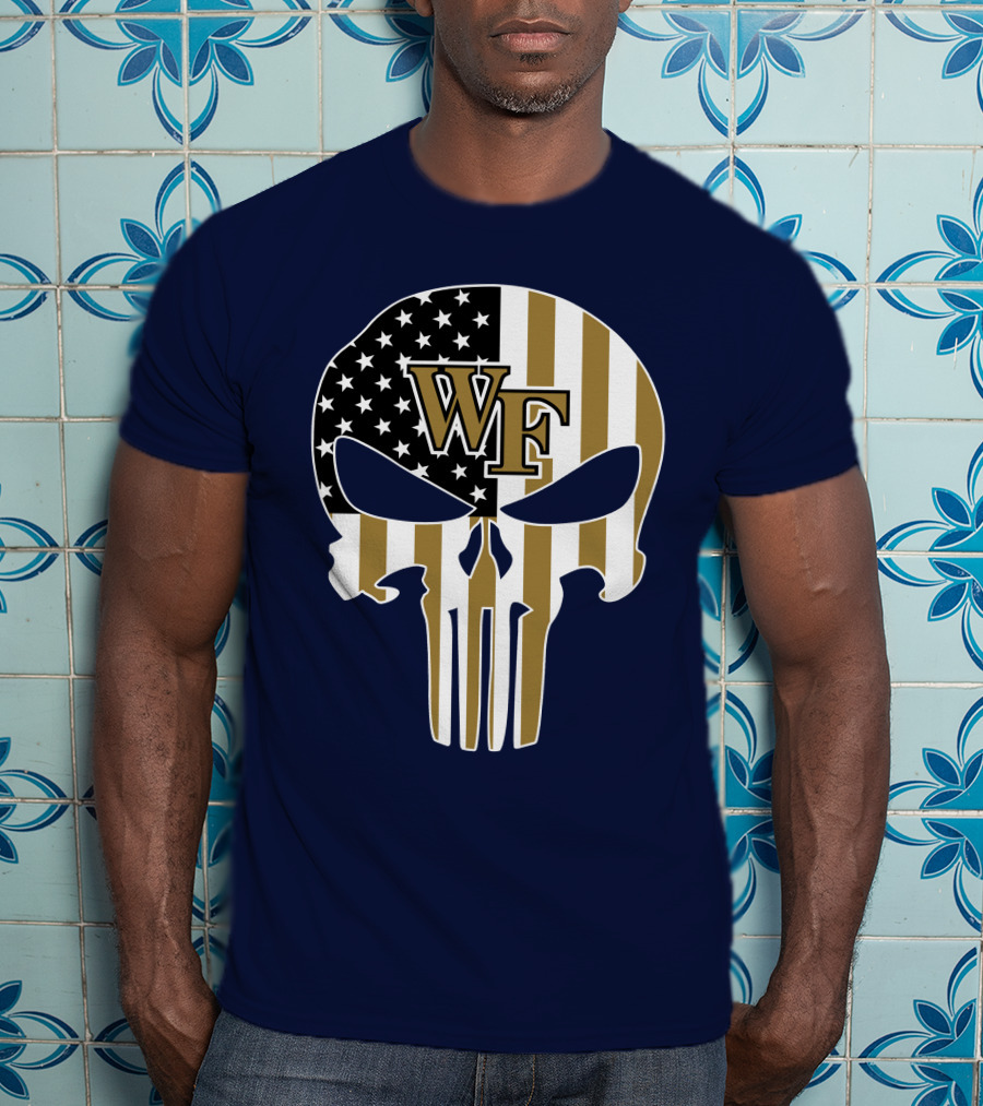 Wake Forest Wf Punisher Skull American Flag T-Shirt