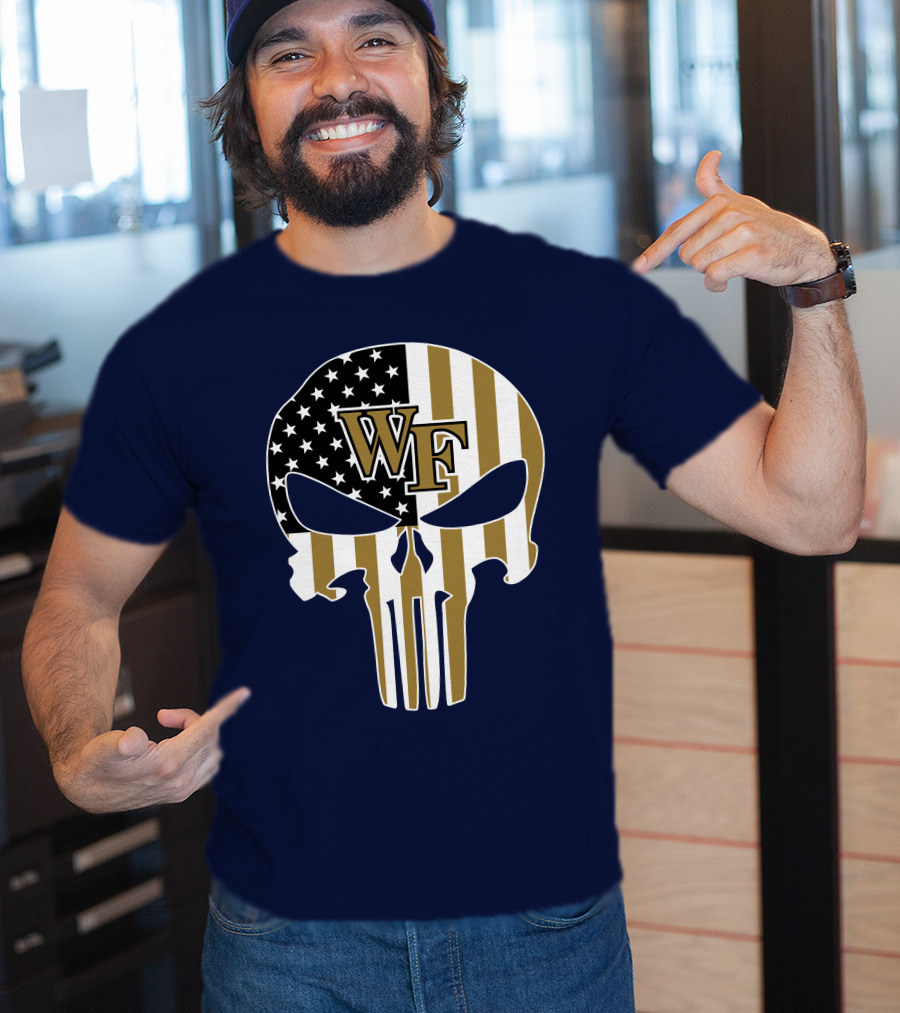 Wake Forest Wf Punisher Skull American Flag T-Shirt