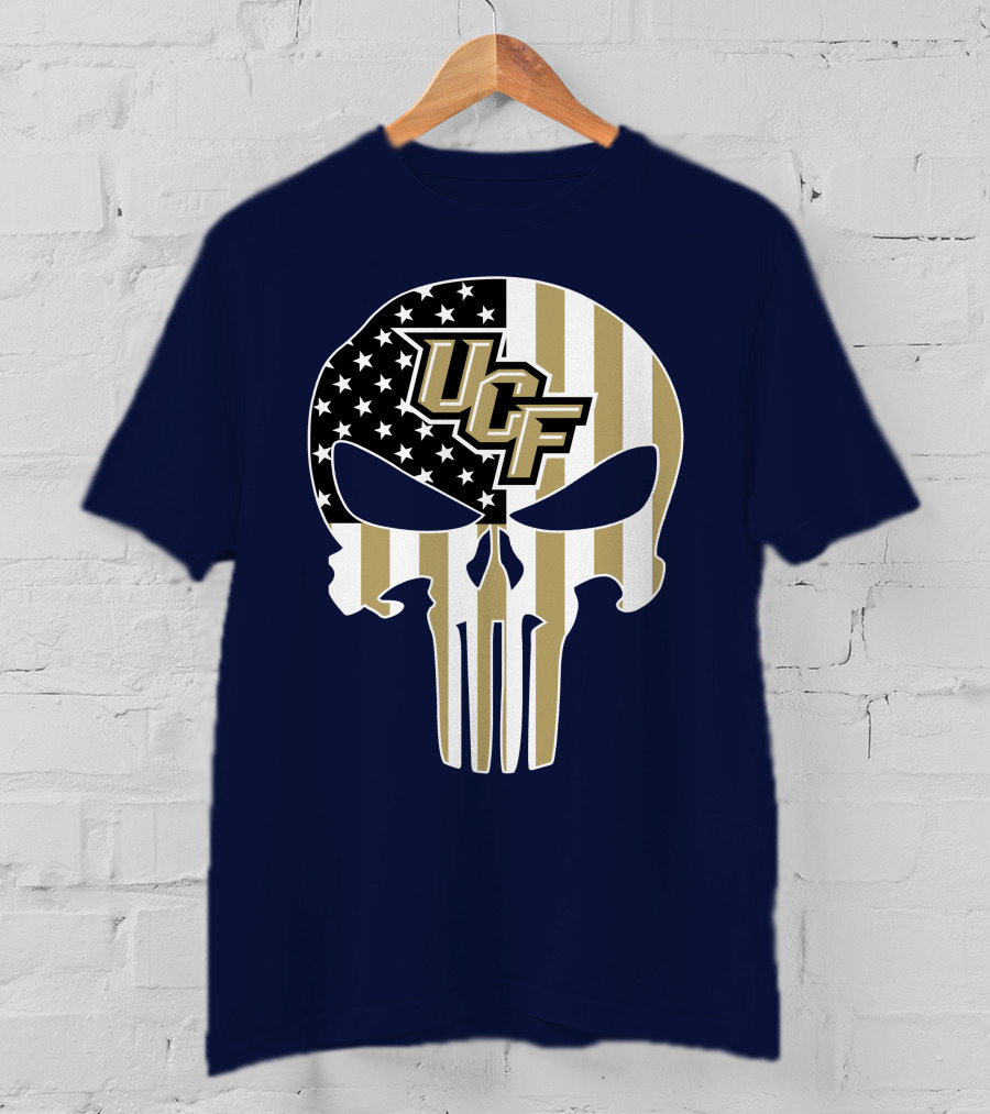 Ucf Knights The Punisher Skull With American Flag T-Shirt