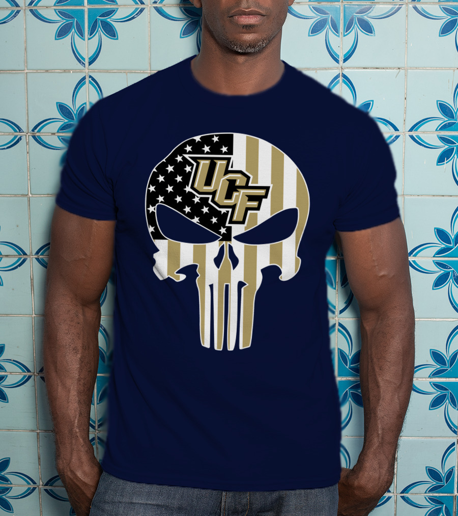 Ucf Knights The Punisher Skull With American Flag T-Shirt