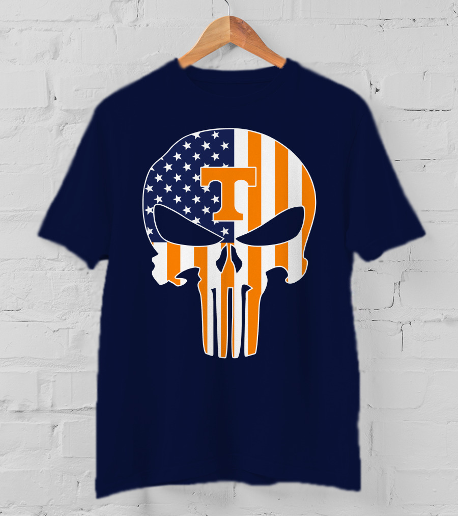Tennessee Volunteers The Punisher American Flag Skull Icon T T-Shirt