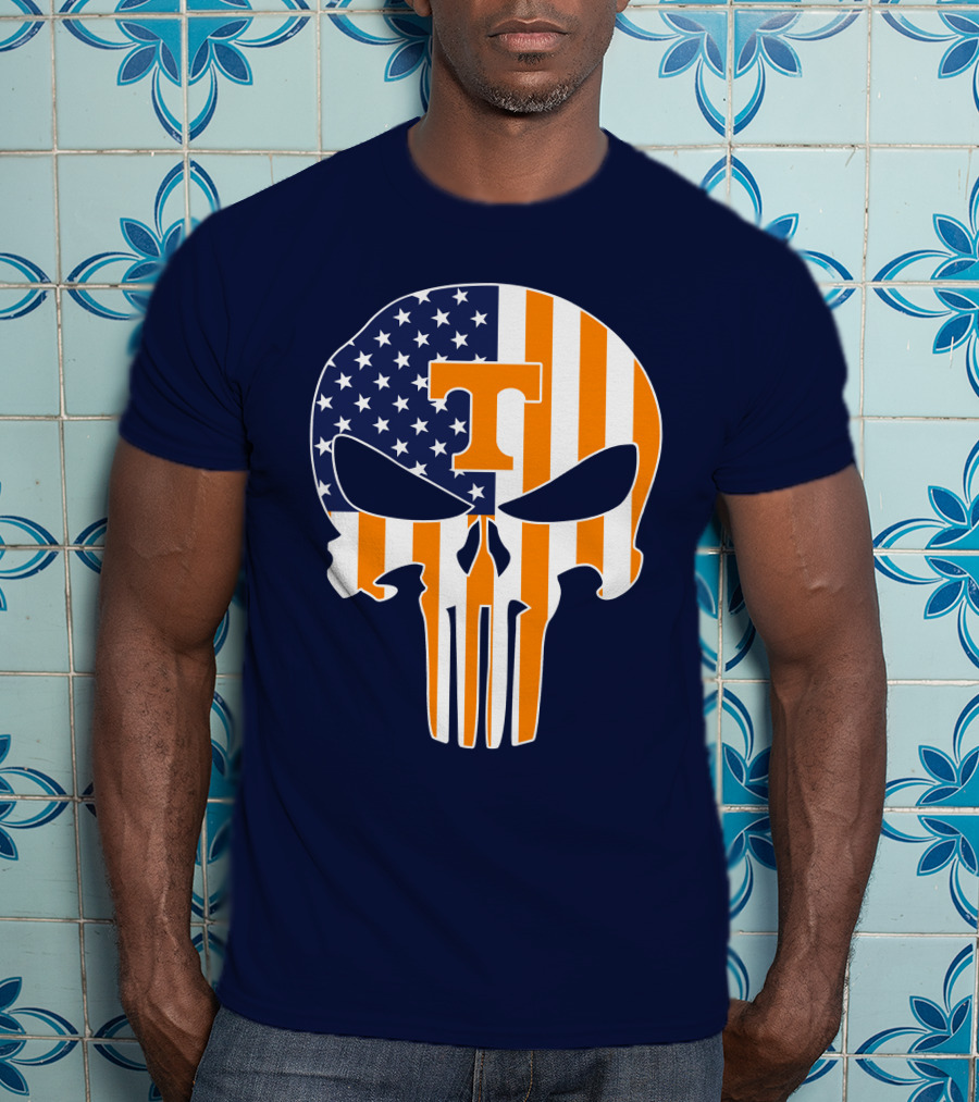 Tennessee Volunteers The Punisher American Flag Skull Icon T T-Shirt