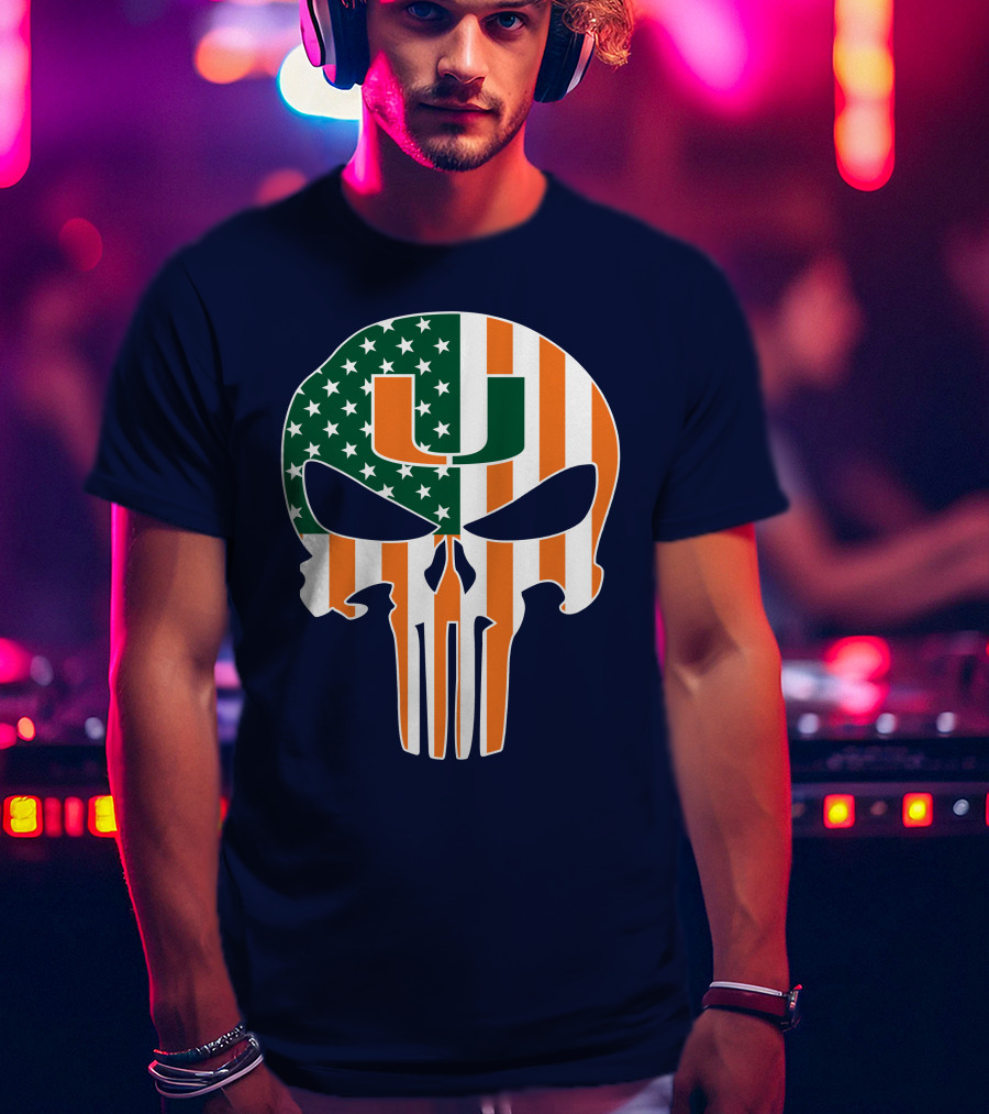 Miami Hurricanes American Flag U The Punisher T-Shirt