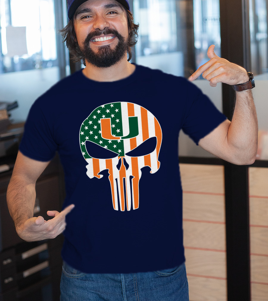 Miami Hurricanes American Flag U The Punisher T-Shirt