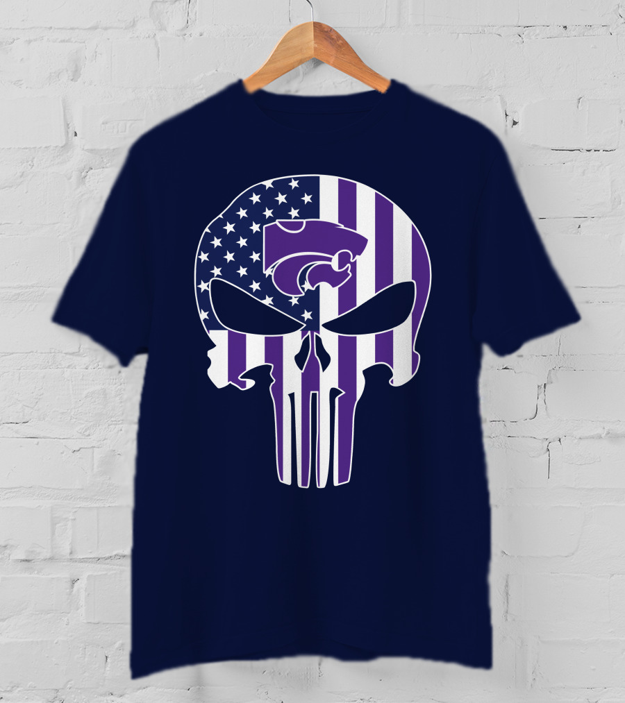 Kansas State Wildcats American Flag Punisher T-Shirt