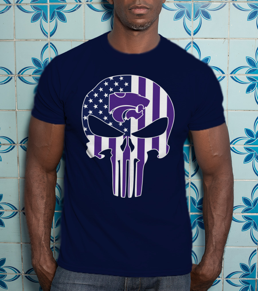 Kansas State Wildcats American Flag Punisher T-Shirt