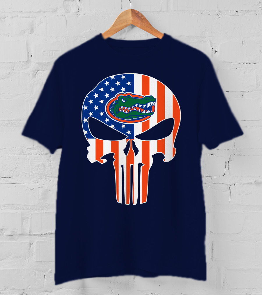 Florida Gators The Punisher American Flag Skull T-Shirt