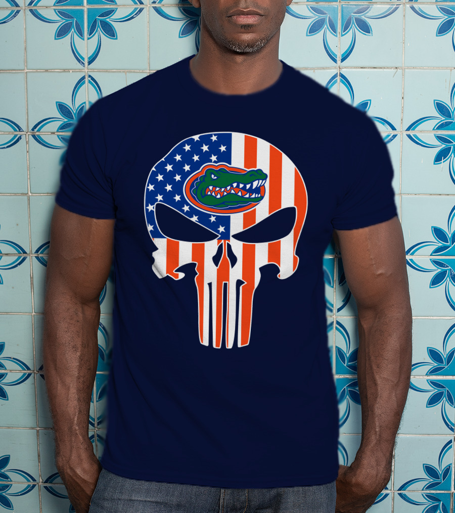 Florida Gators The Punisher American Flag Skull T-Shirt