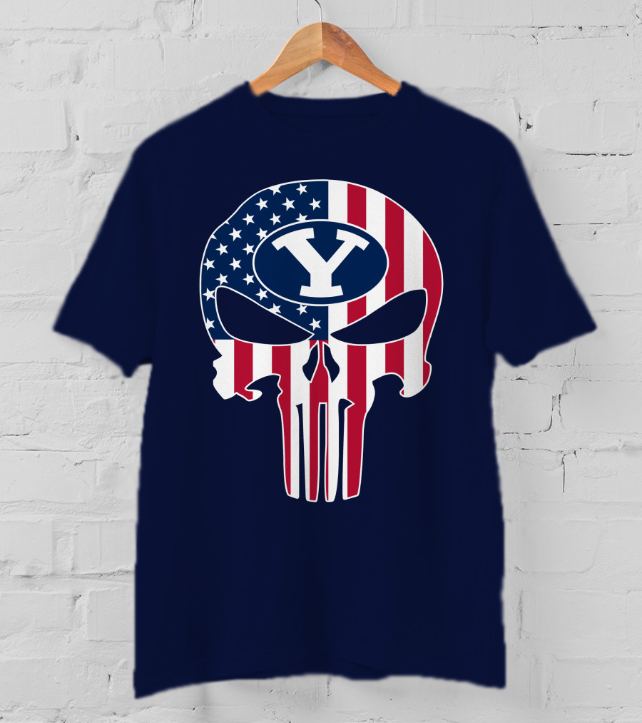 Byu Cougars The Punisher American Skull Y T-Shirt