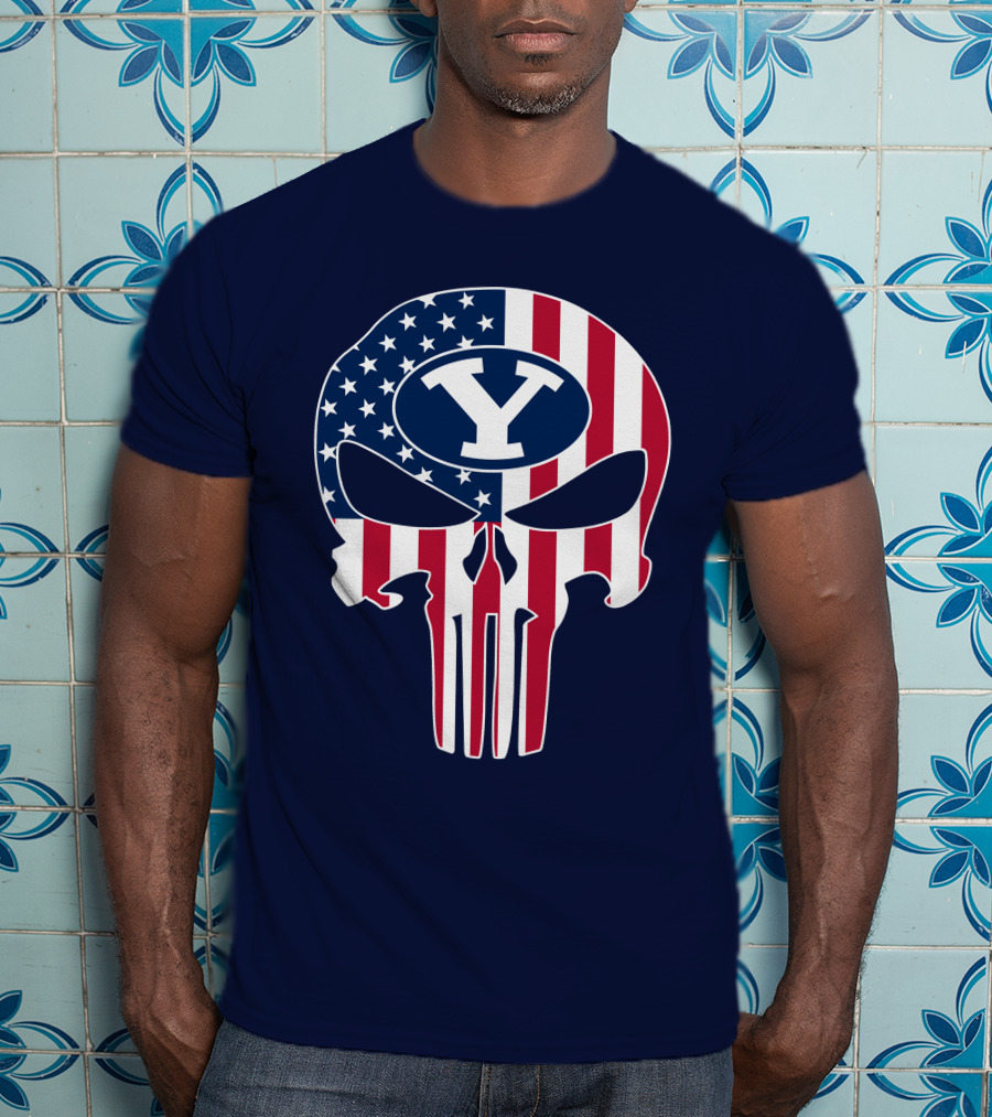 Byu Cougars The Punisher American Skull Y T-Shirt