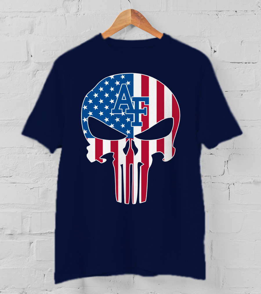 Af 65 Air Force Falcons American Flag Punisher Skull T-Shirt