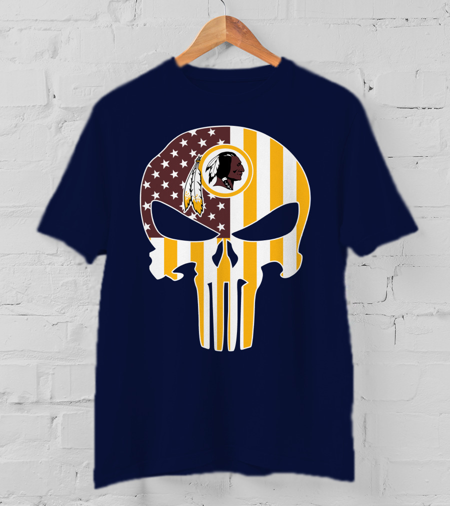 Washington Redskins Punisher Skull American Flag T-Shirt