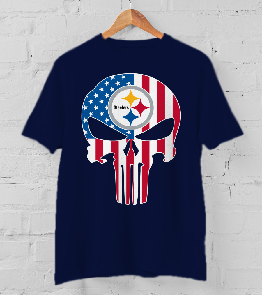 Pittsburgh Steelers The Punisher American Flag T-Shirt
