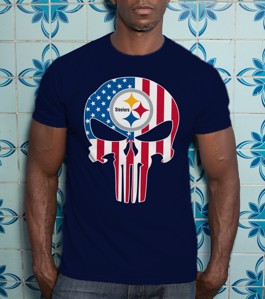 Pittsburgh Steelers The Punisher American Flag T-Shirt