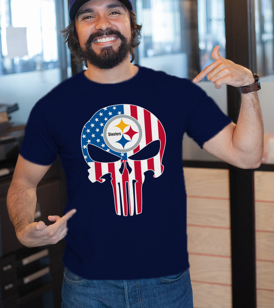 Pittsburgh Steelers The Punisher American Flag T-Shirt