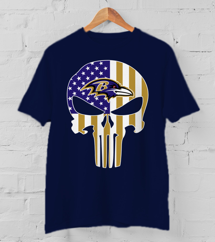 Baltimore Ravens Punisher American Flag T-Shirt