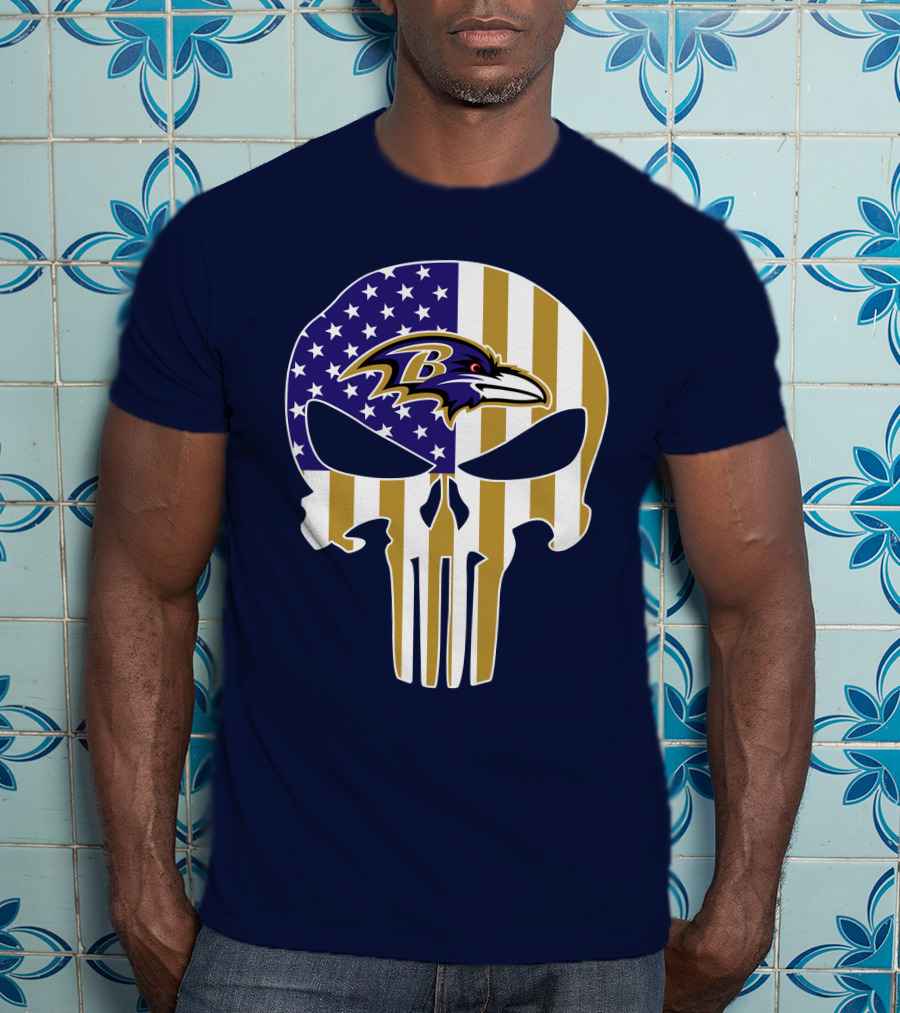 Baltimore Ravens Punisher American Flag T-Shirt