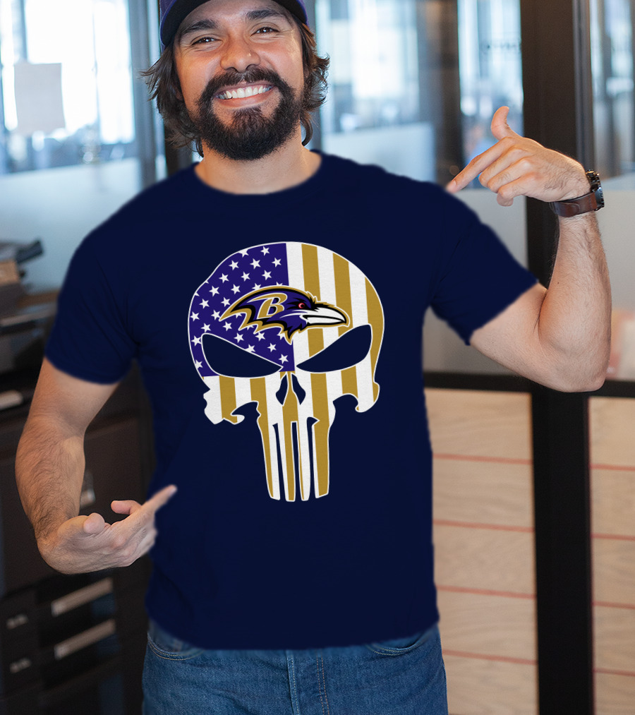 Baltimore Ravens Punisher American Flag T-Shirt