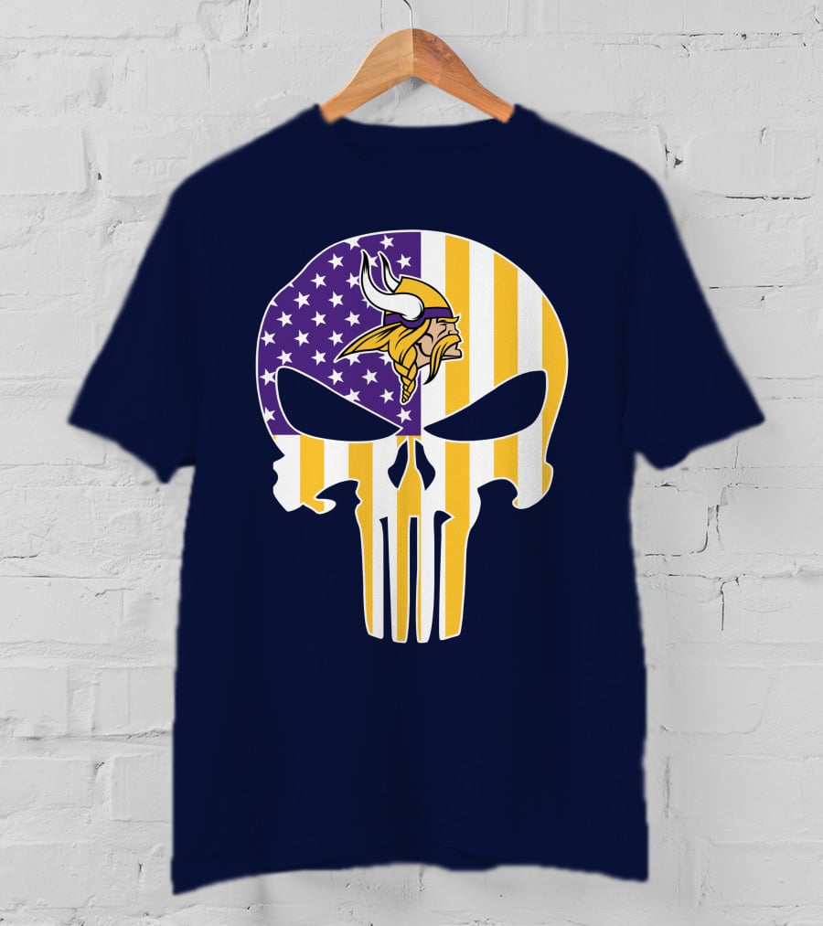 Vikings American Flag Skull Punisher T-Shirt