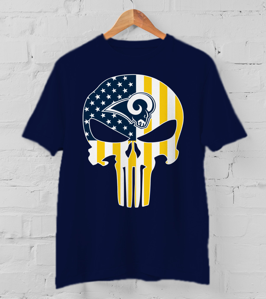 Los Angeles Rams The Punisher American Flag Skull T-Shirt