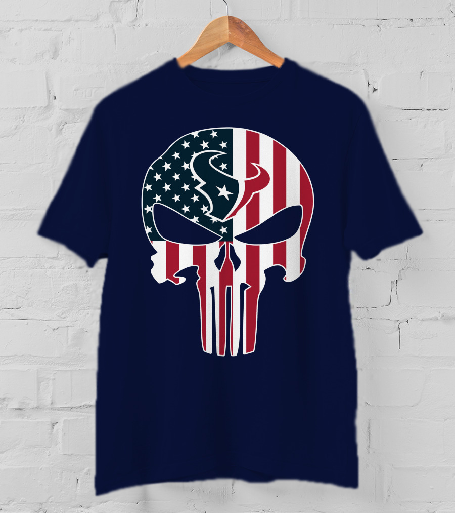 Houston Texans The Punisher American Flag T-Shirt