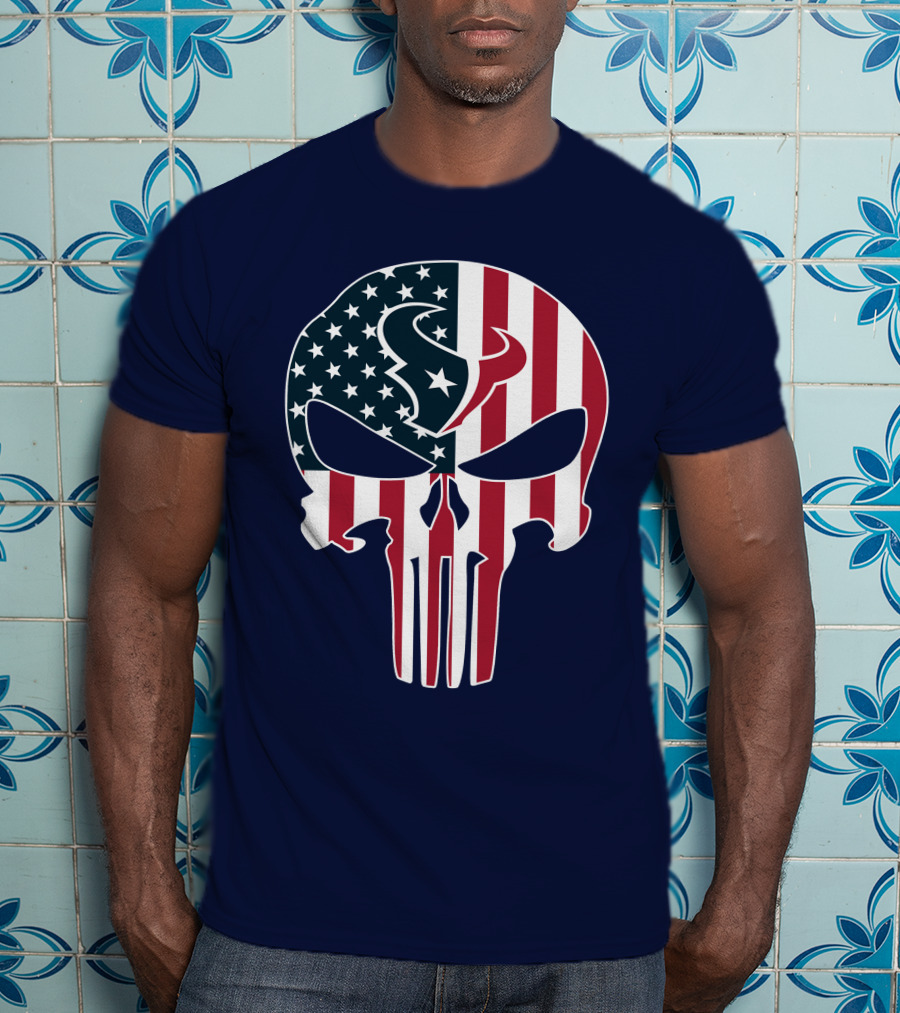 Houston Texans The Punisher American Flag T-Shirt