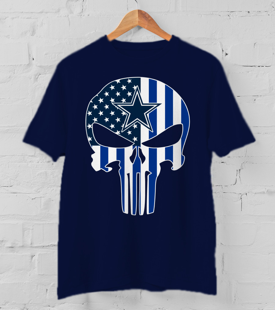 Dallas Cowboys The Punisher Skull American Flag Star Nfl T-Shirt