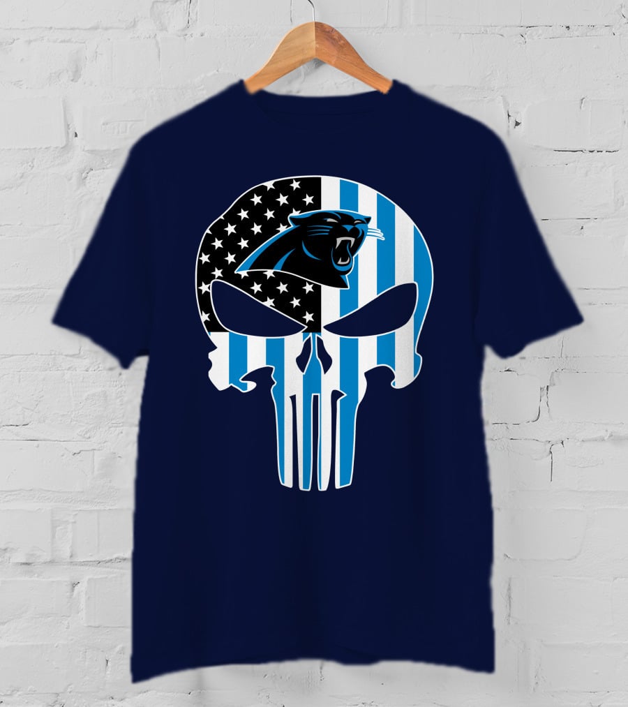 Carolina Panthers The Punisher American Flag T-Shirt