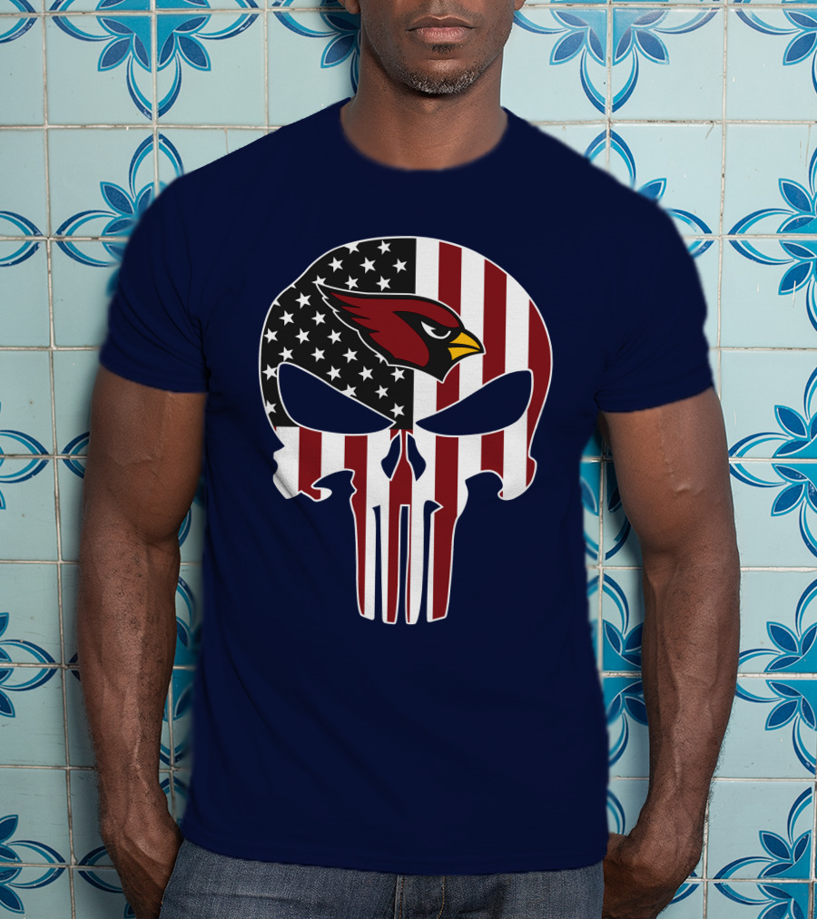 Arizona Cardinals The Punisher American Flag Skull T-Shirt