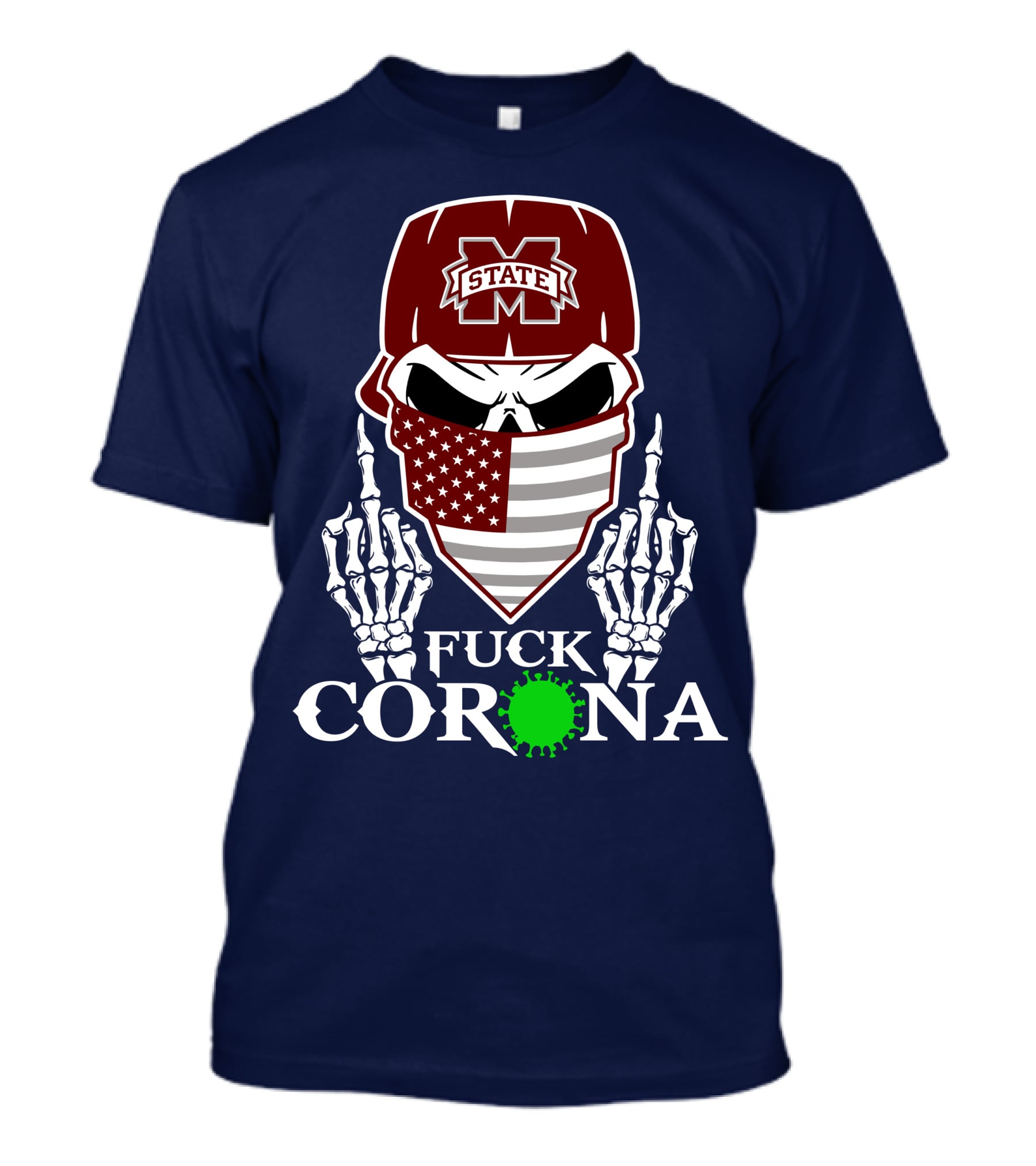State Bulldogs Skull Mask American Flag Pandemic Statement T-Shirt