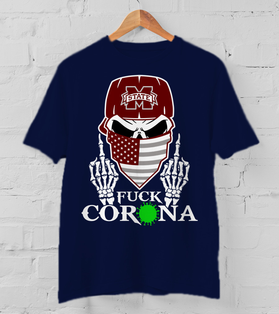 State Bulldogs Skull Mask American Flag Pandemic Statement T-Shirt