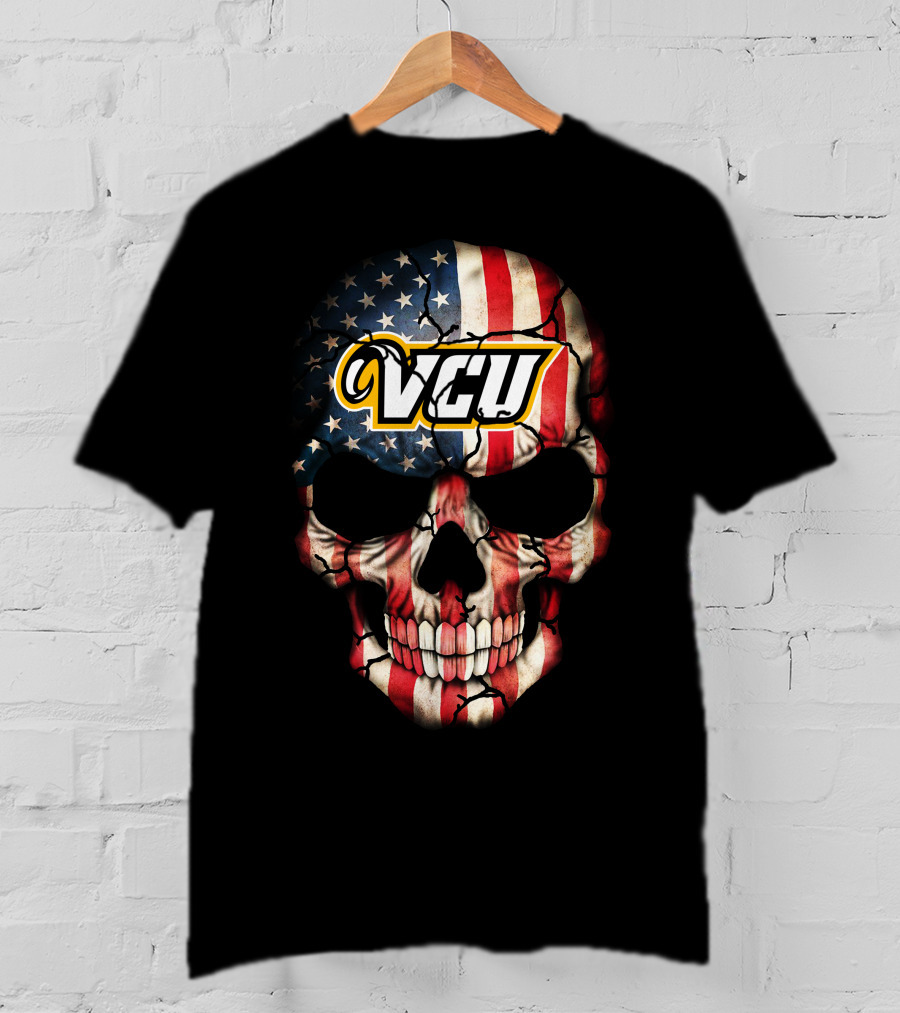 Vcu Rams Skull American Flag T-Shirt