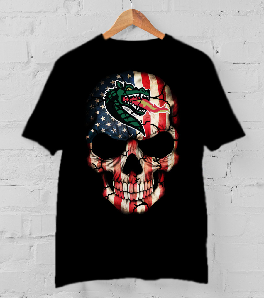 Uab Blazers American Flag Skull T-Shirt