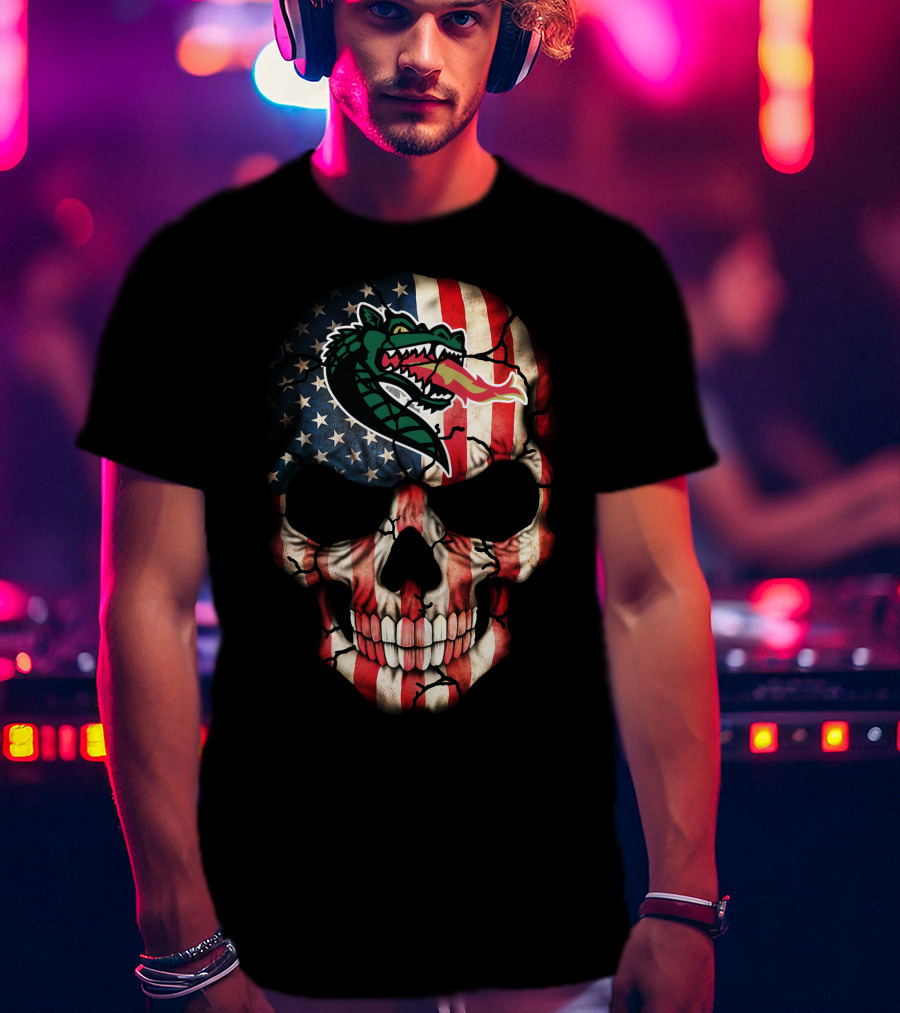 Uab Blazers American Flag Skull T-Shirt