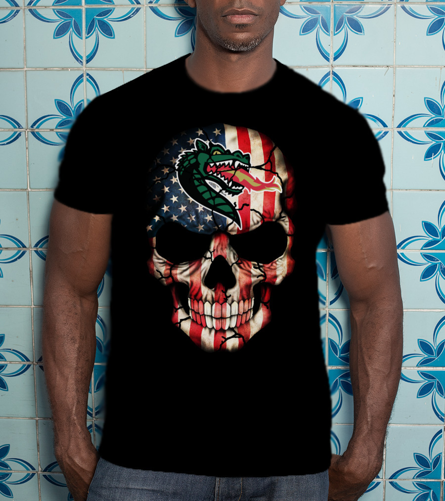 Uab Blazers American Flag Skull T-Shirt