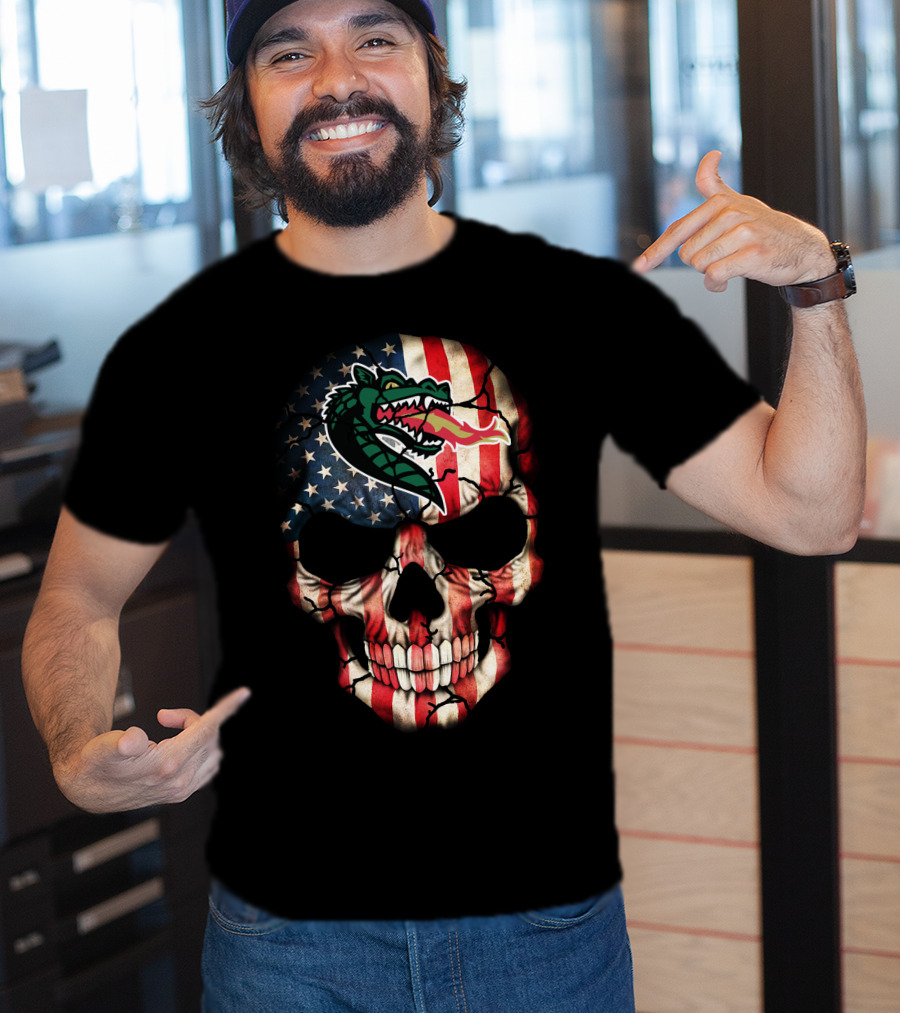 Uab Blazers American Flag Skull T-Shirt