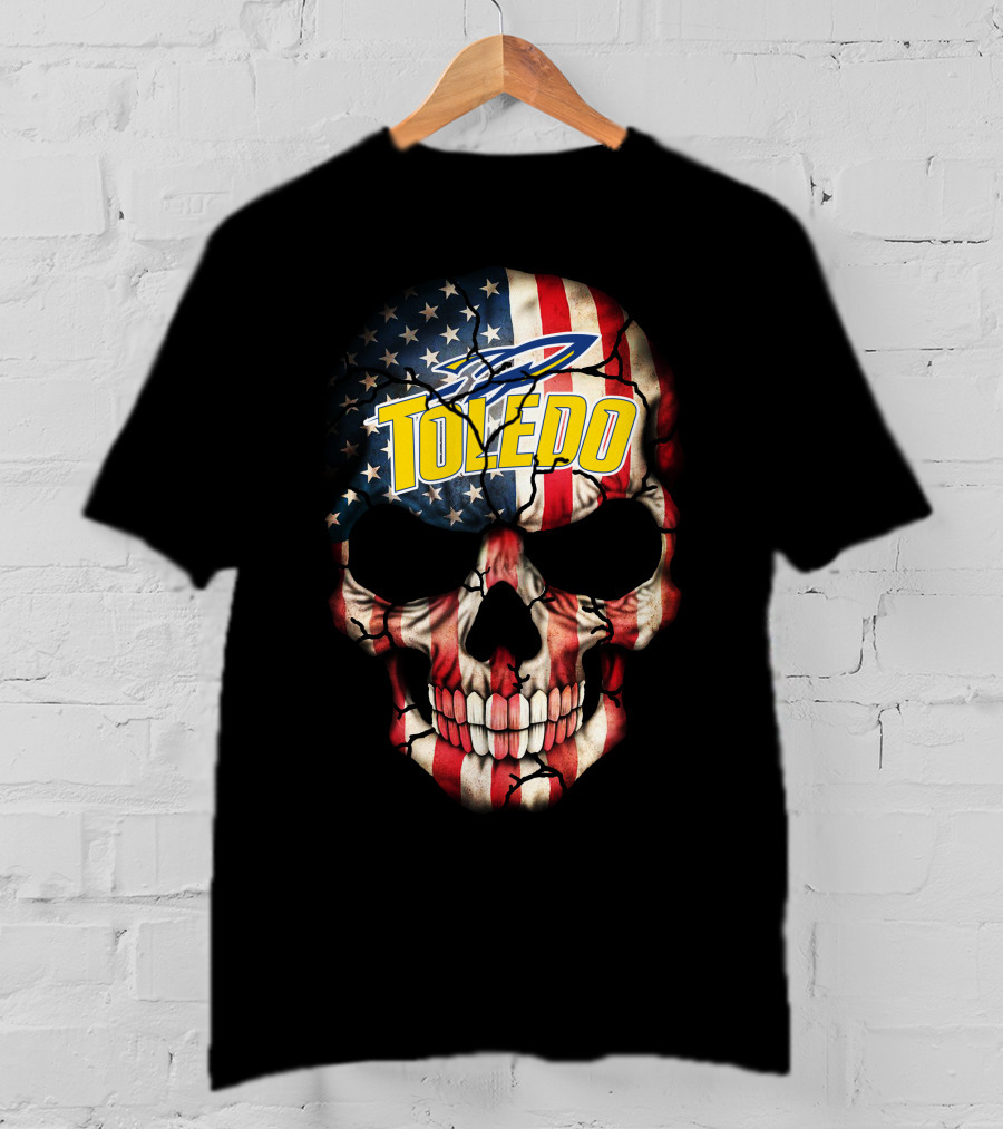 Toledo Rockets Usa Flag Skull T-Shirt