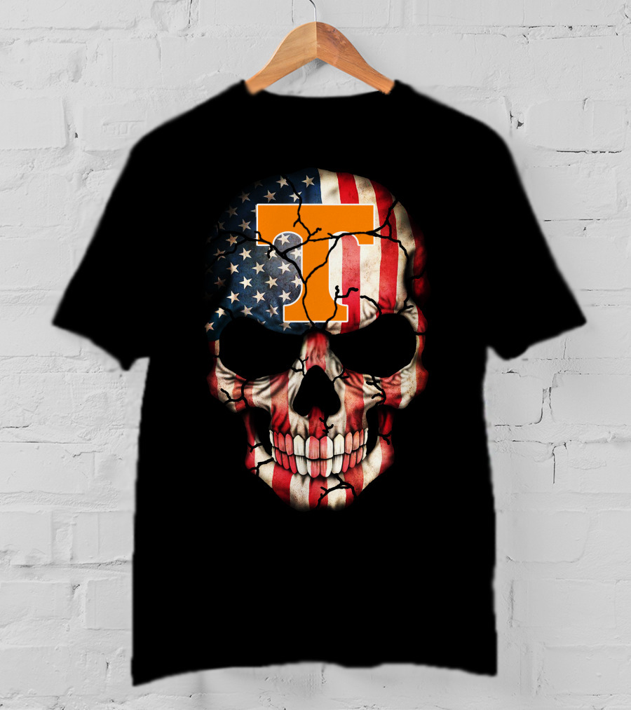 Tennessee Volunteers Skull American Flag T-Shirt