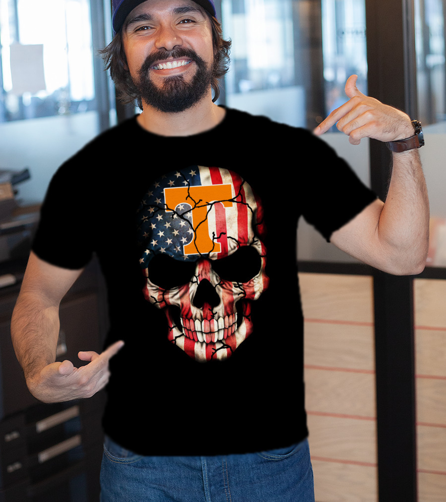 Tennessee Volunteers Skull American Flag T-Shirt