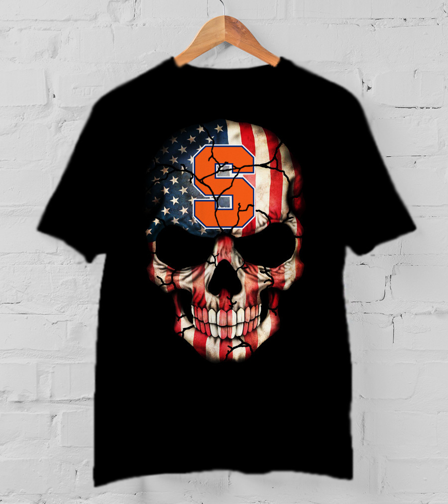 Syracuse Orange Skull American Flag T-Shirt