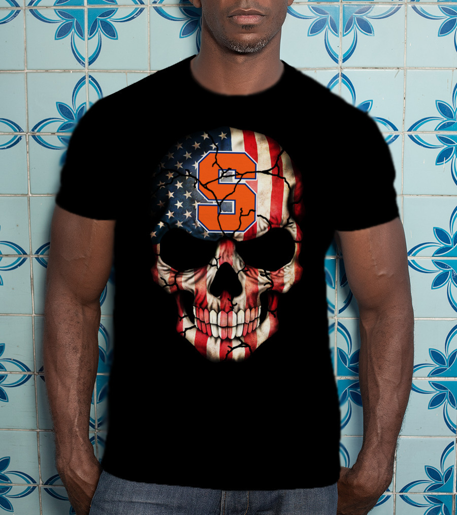 Syracuse Orange Skull American Flag T-Shirt