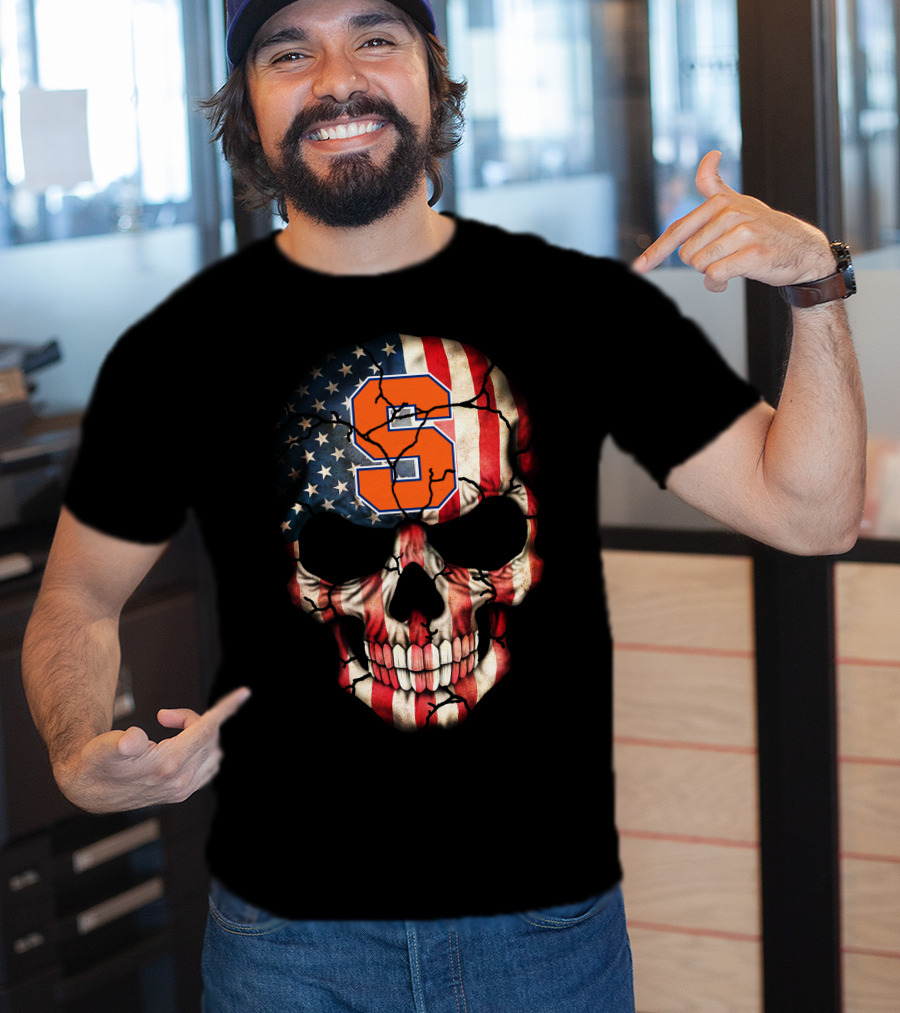 Syracuse Orange Skull American Flag T-Shirt