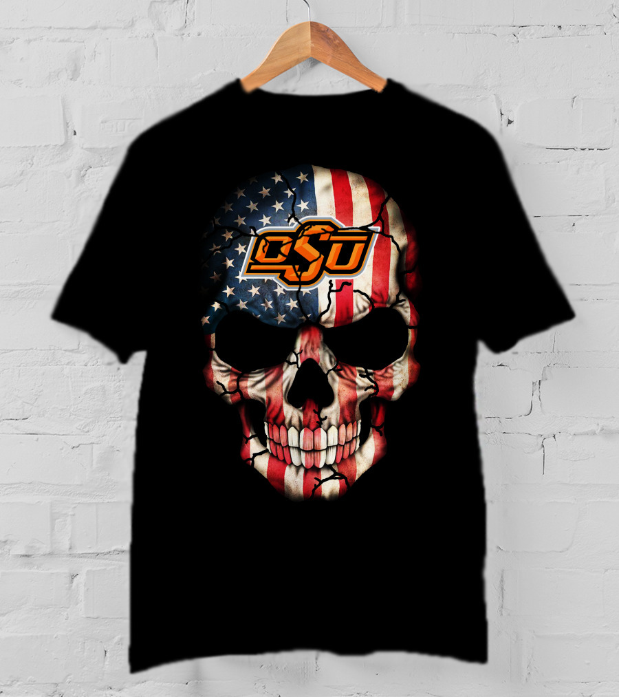 Osu Skull American Flag Theme Cowboys 48 T-Shirt
